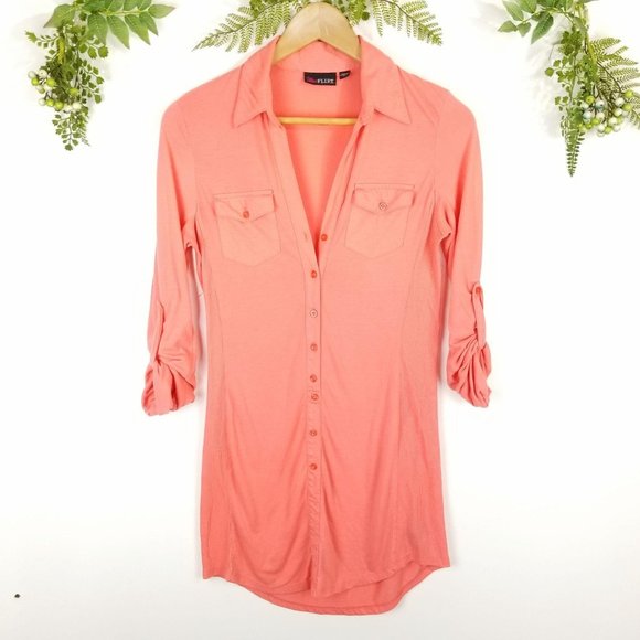 🌼ULTRA FLIRT《177》coral shirt dress sz M